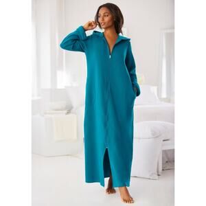 Dreams & Co Plus Size Long Hooded Fleece Sweatshirt Robe 4x Winter Comfort New